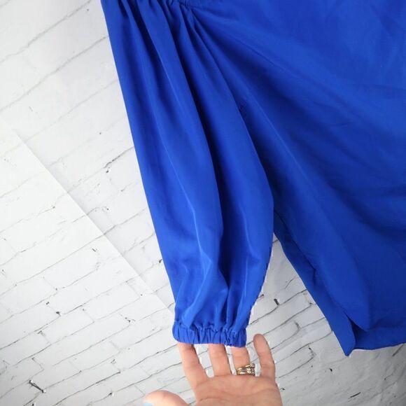 AMANDA U BLUE OFF THE SHOULDER 3/4 SLEEVE TOP SIZE SMALL - Picture 5 of 8